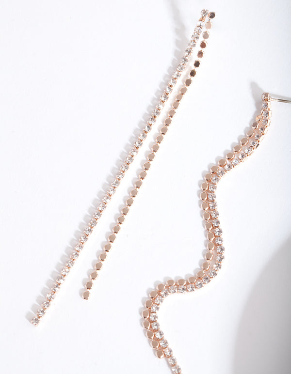 Rose Gold Double Cupchain Drop Earrings