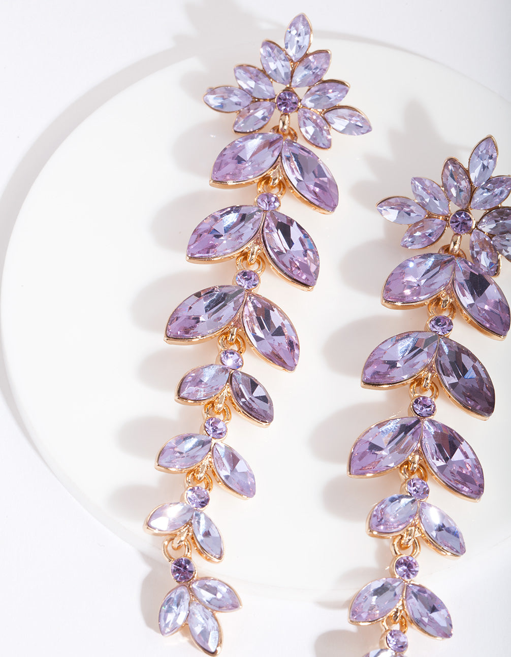 Lilac Cascading Navette Earrings