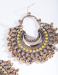 Antique Gold Multi Colour Disc Earrings - link has visual effect only