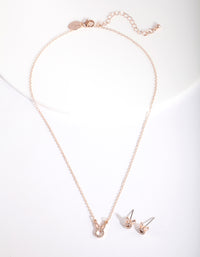 Easter Rose Gold Diamante Circle Bunny Necklace & Earring Set - link has visual effect only