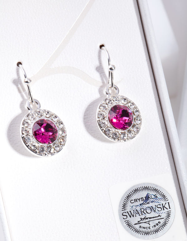 Pink Diamond Simulants Circle Drop Earrings