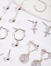 Silver Ball Charm Earring 6-Pack - link has visual effect only