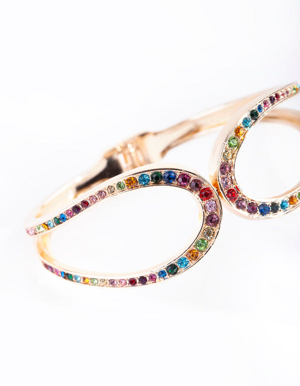 Gold Loop Rainbow Diamante Bracelet