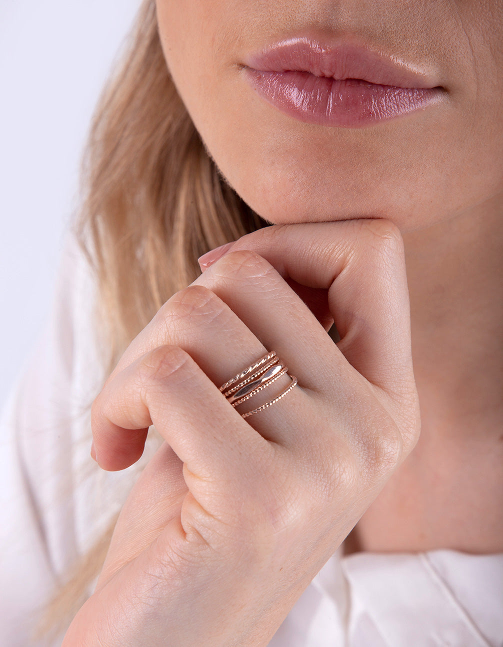 Rose Gold Diacut Band Ring 8-Pack