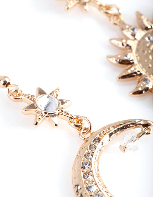 Gold Celestial Drop Earrings