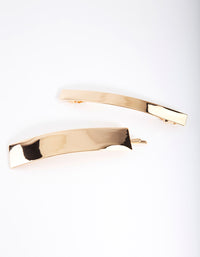 Gold Smooth Bar Hair Clip Pack - link has visual effect only