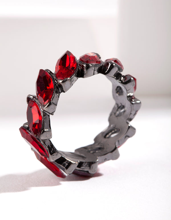 Gunmetal Navette Stone Band Ring