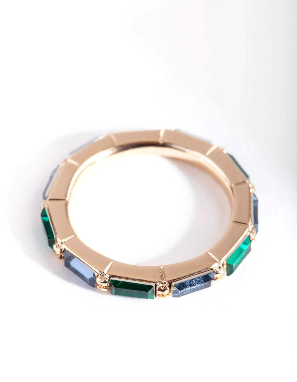 Gold Multi Diamante Rectangle Band Ring