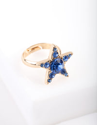 Gold Blue Gem Star Ring - link has visual effect only