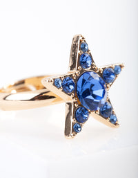 Gold Blue Gem Star Ring - link has visual effect only