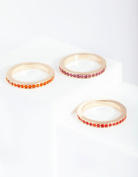 Gold Mix Diamante Ring 3 Stack Pack - link has visual effect only