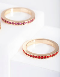 Gold Mix Diamante Ring 3 Stack Pack - link has visual effect only