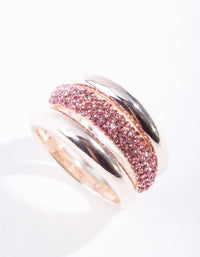 Gold Diamante Curve Band Ring 3 Stack Pack - link has visual effect only
