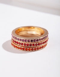 Gold Mix Diamante Ring 3 Stack Pack - link has visual effect only