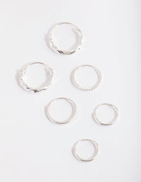 Silver Graduating Textured Hoop Earring Pack - link has visual effect only