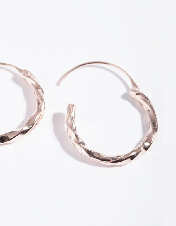 Rose Gold Plated Sterling Silver 18mm Twist Hoop Earrings