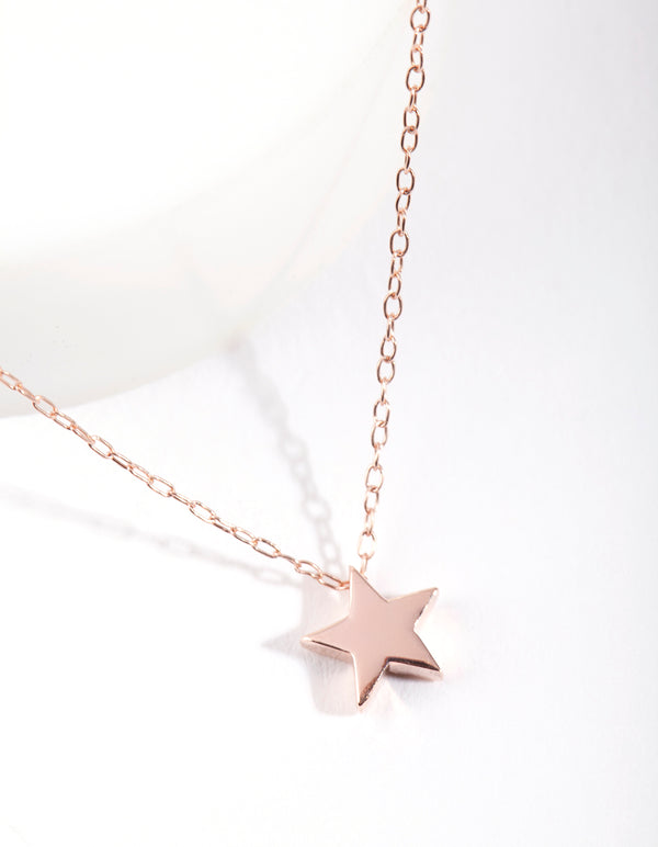 Rose Gold Plated Sterling Silver Solid Star Necklace