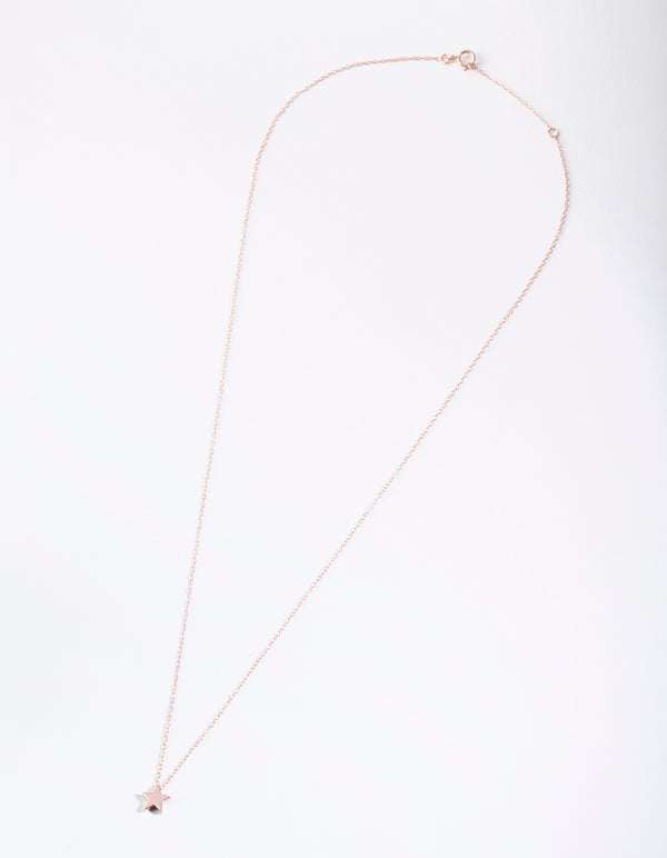 Rose Gold Plated Sterling Silver Solid Star Necklace