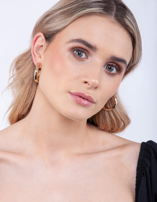 Gold Plated Medium Open Hoop Earrings
