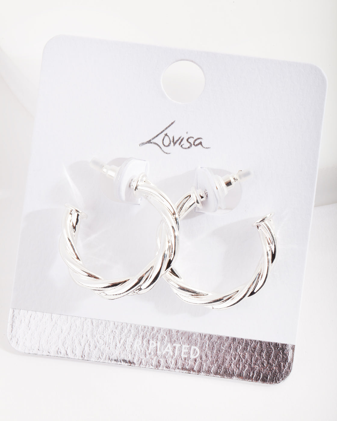 Real Silver Plated Twist Open Hoop Earring