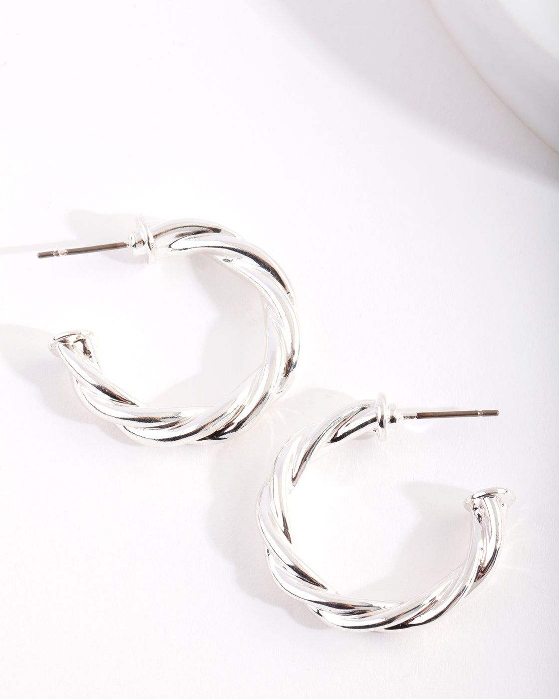 Real Silver Plated Twist Open Hoop Earring