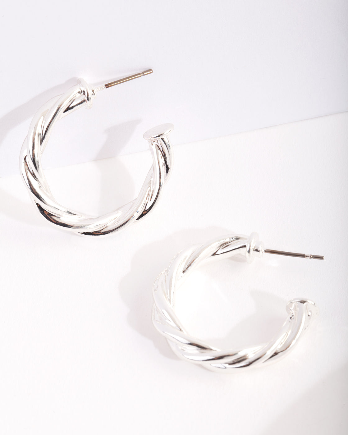 Real Silver Plated Twist Open Hoop Earring
