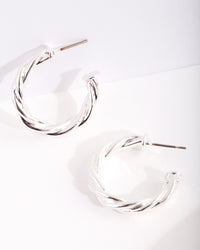 Real Silver Plated Twist Open Hoop Earring - link has visual effect only