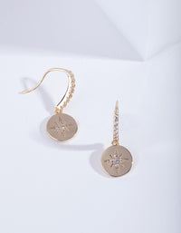 Gold Plated Diamante Starburst Drop Earrings - link has visual effect only