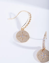 Gold Plated Diamante Starburst Drop Earrings - link has visual effect only