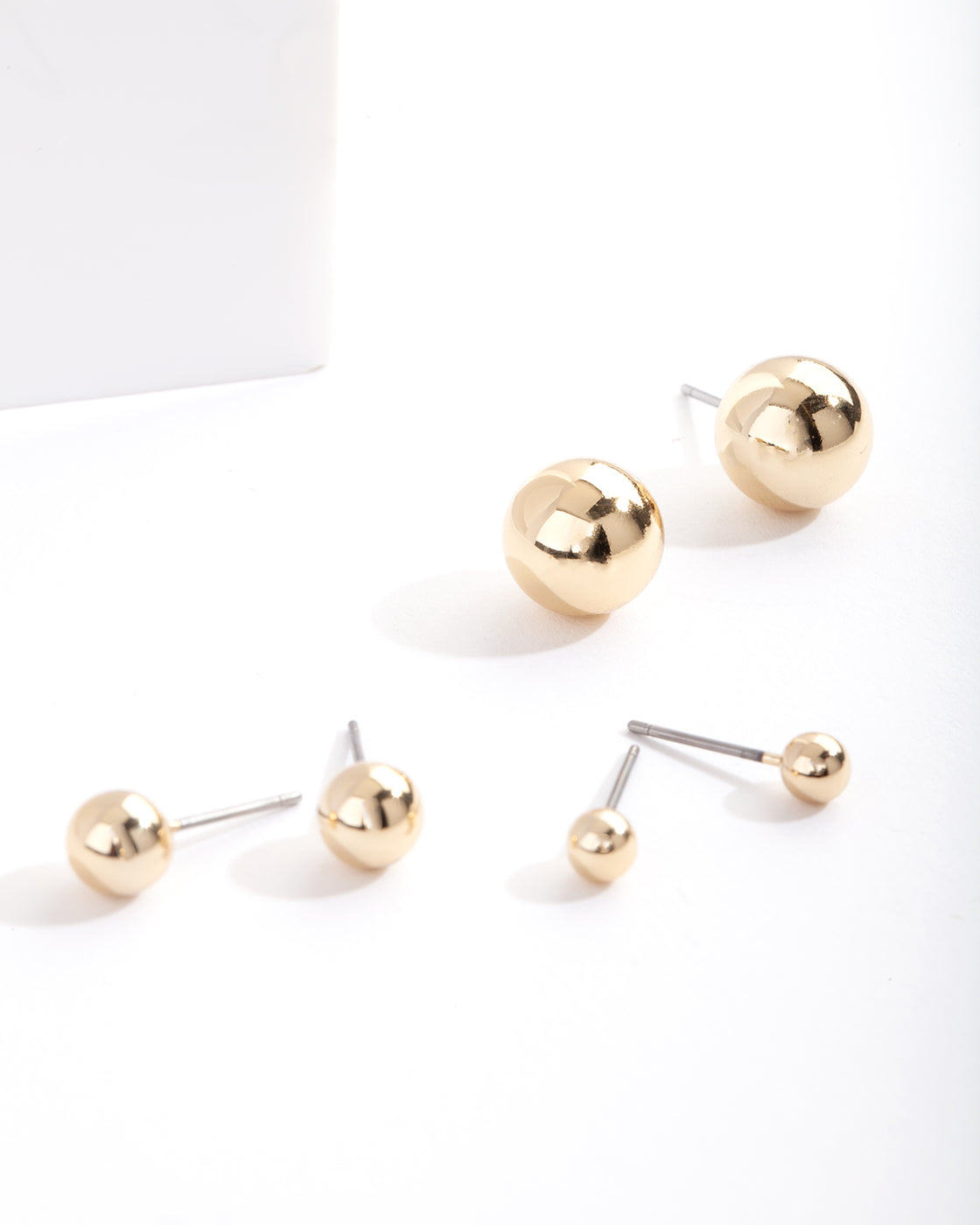 Gold Plated Graduating Ball Stud Earring Pack