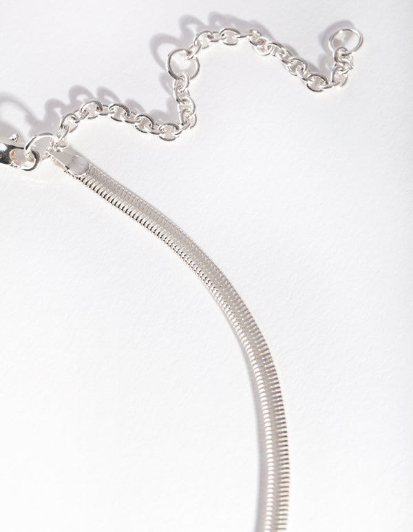 Silver Plated 35cm Flat Snake Necklace