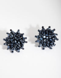 Navy Faceted Flower Earrings - link has visual effect only