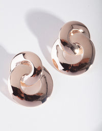 Rose Gold Double Ring Stud Earrings - link has visual effect only