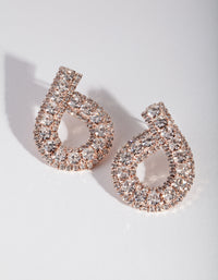 Rose Gold Diamante '6' Stud Earrings - link has visual effect only