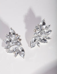 Silver Navette Statement Stud Earrings - link has visual effect only