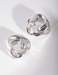 Shiny Silver Wrapped Knot Stud Earrings - link has visual effect only
