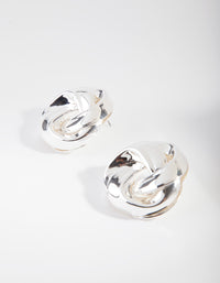 Shiny Silver Wrapped Knot Stud Earrings - link has visual effect only