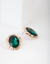 Gold Antique Stone Stud Earrings - link has visual effect only