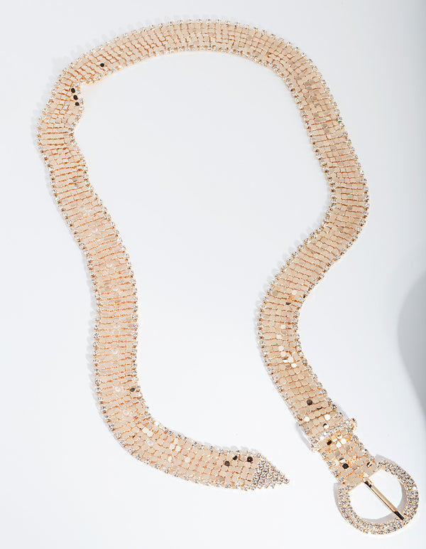Gold Round Diamante Belt
