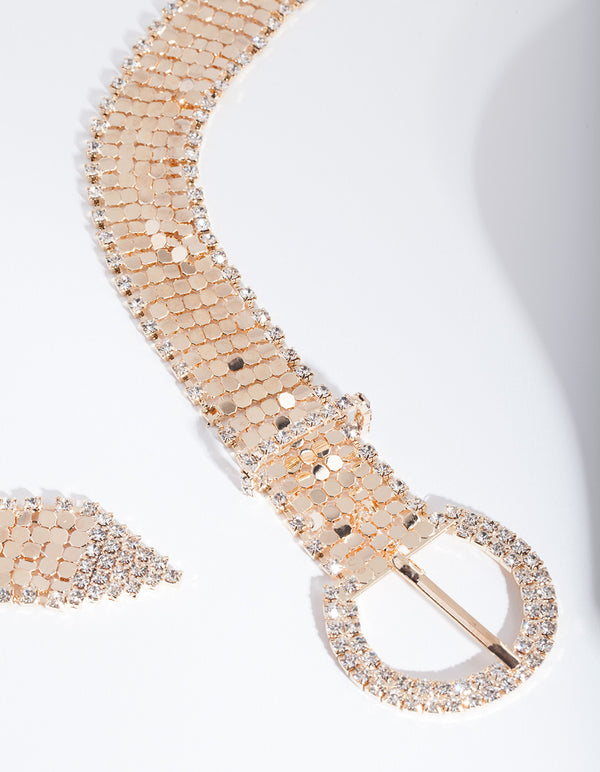 Gold Round Diamante Belt