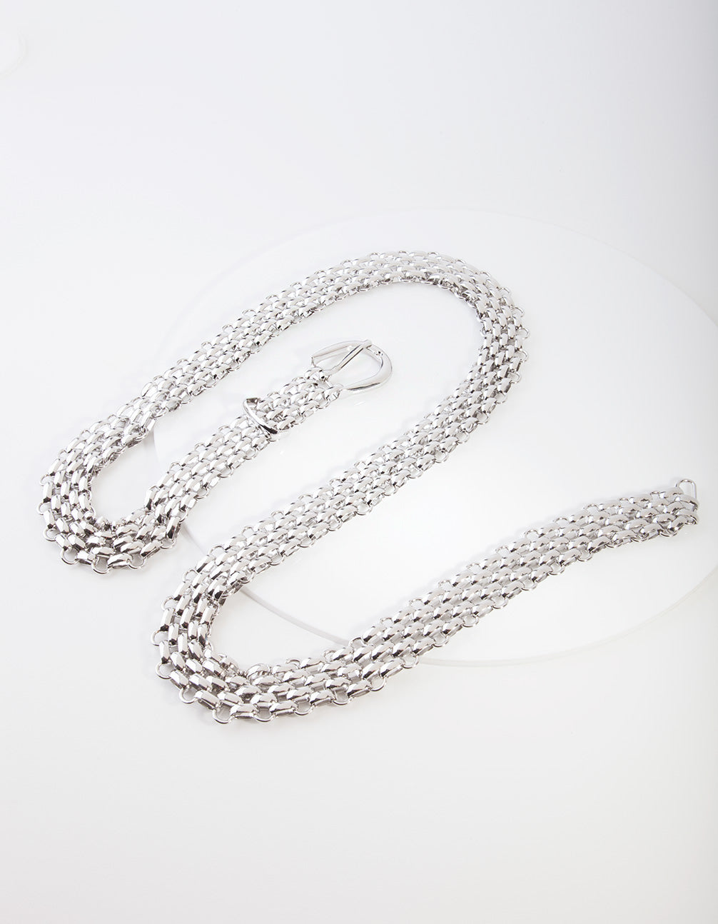 Silver Woven Chain Belt