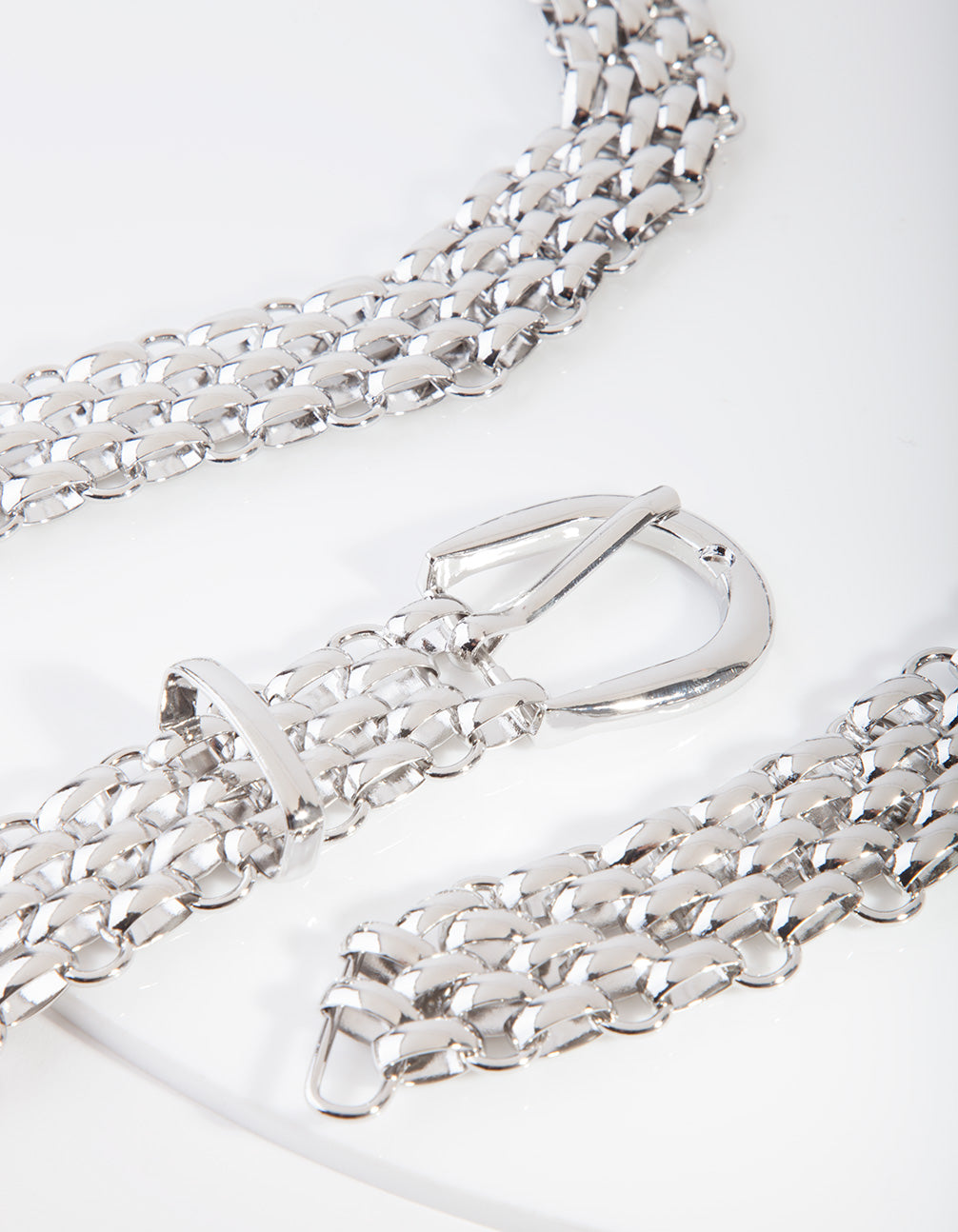 Silver Woven Chain Belt