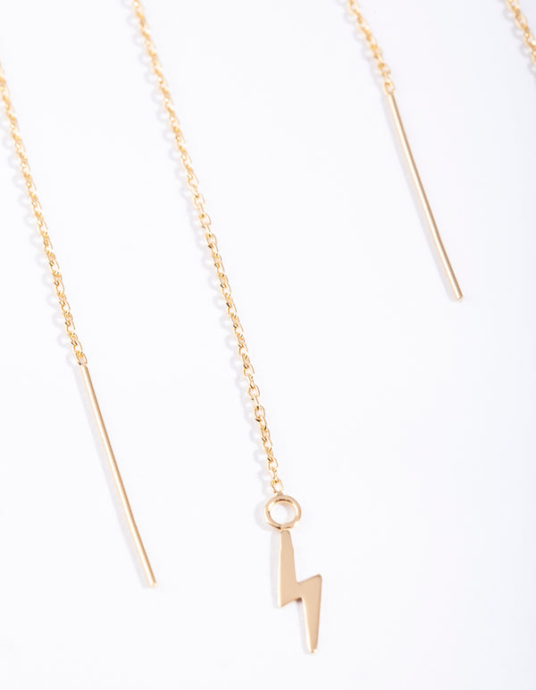 Gold Plated Sterling Silver Lightning Thread-Through Earrings