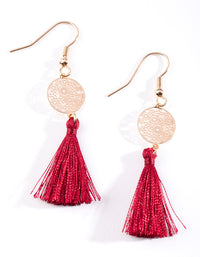 Red Filigree Tassel Earrings - link has visual effect only