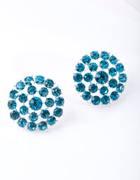 Blue Diamante Circle Stud Earrings - link has visual effect only