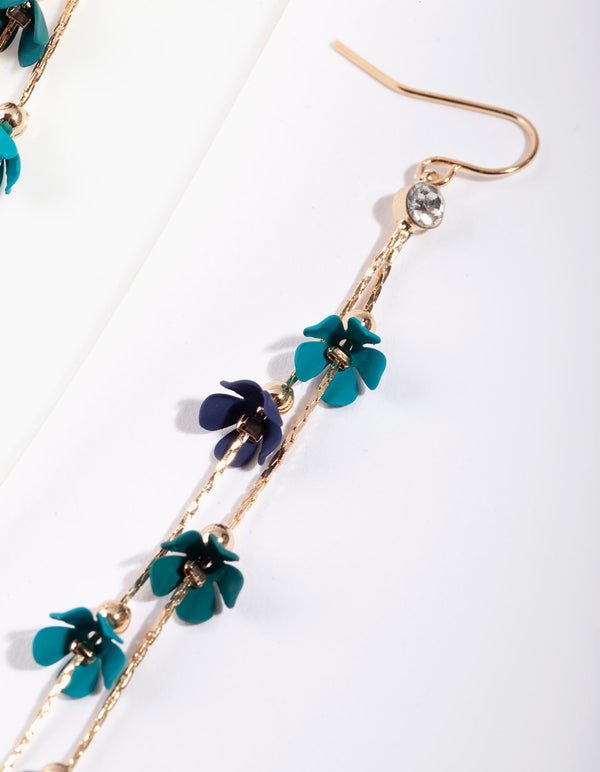 Green Mini Flower Coated Earrings