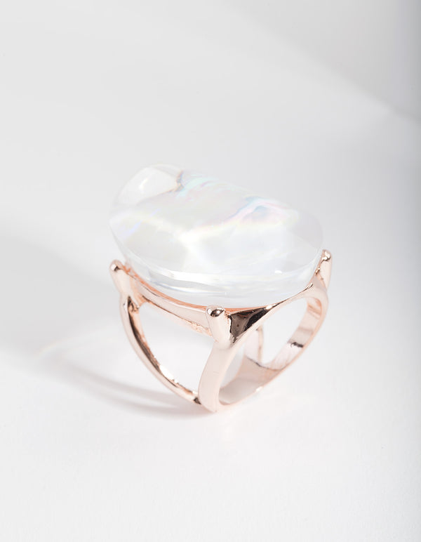 Rose Gold White Cocktail Ring