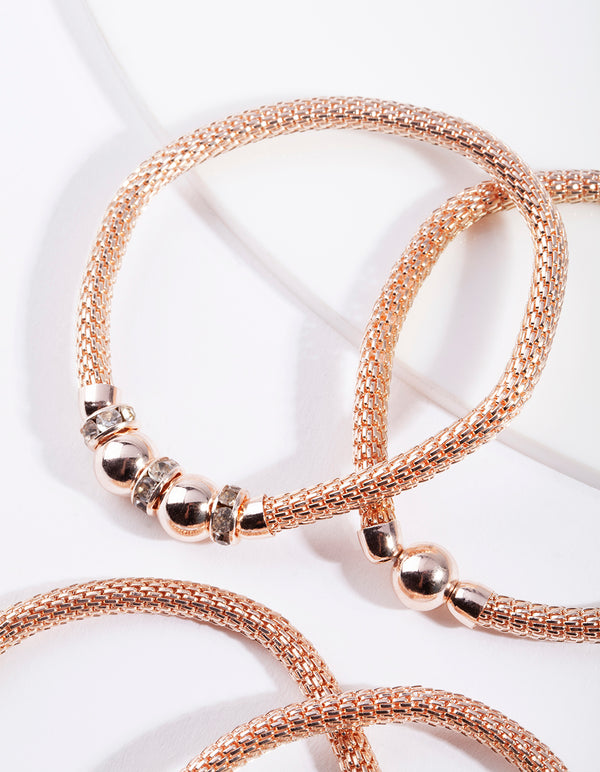 Rose Gold Mesh Bracelet 4-Pack