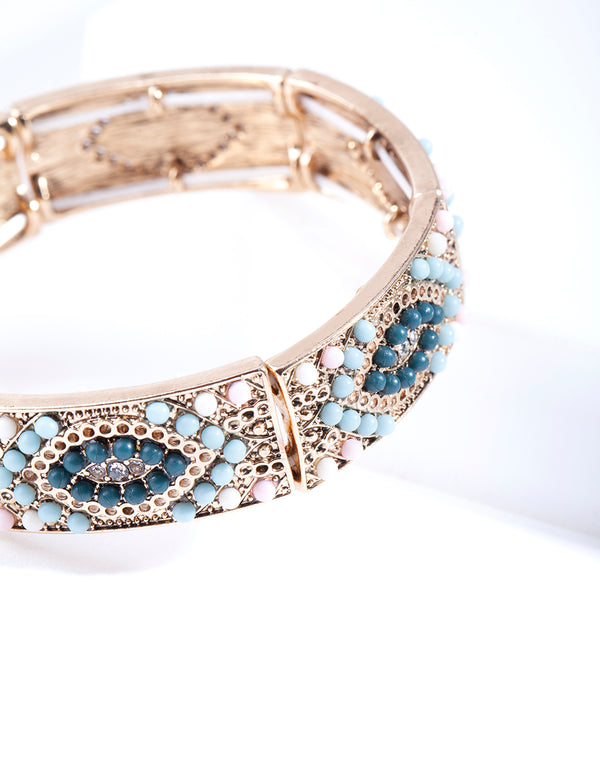 Antique Gold Diamante Stretch Bracelet