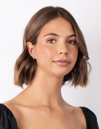 Gold Plated Sterling Silver Cubic Zirconia Circle Stud Earrings - link has visual effect only